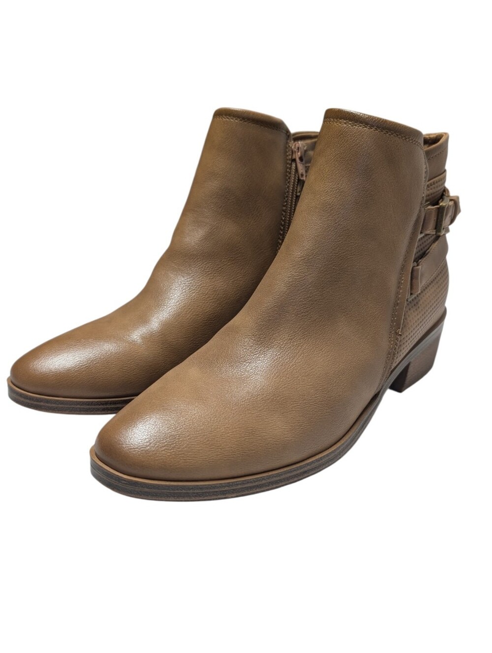 Baretraps Mackenzie Womens Brown Man-made Ankle Boot Round Toe Zip Buckle 9.5M